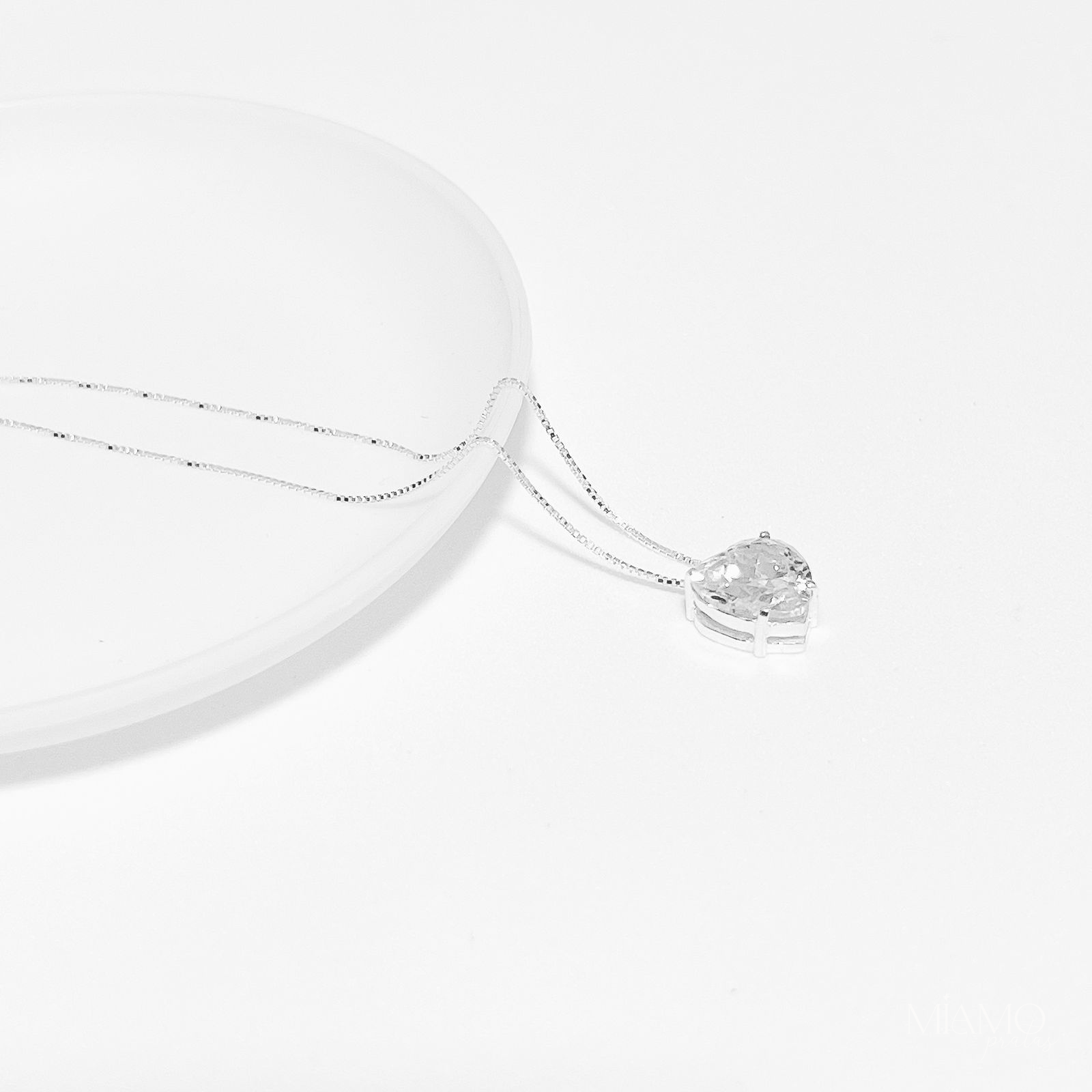 Colar de Prata Coração Cristal