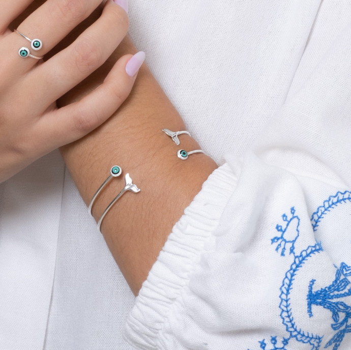 Bracelete de Prata Sereia Olho Grego
