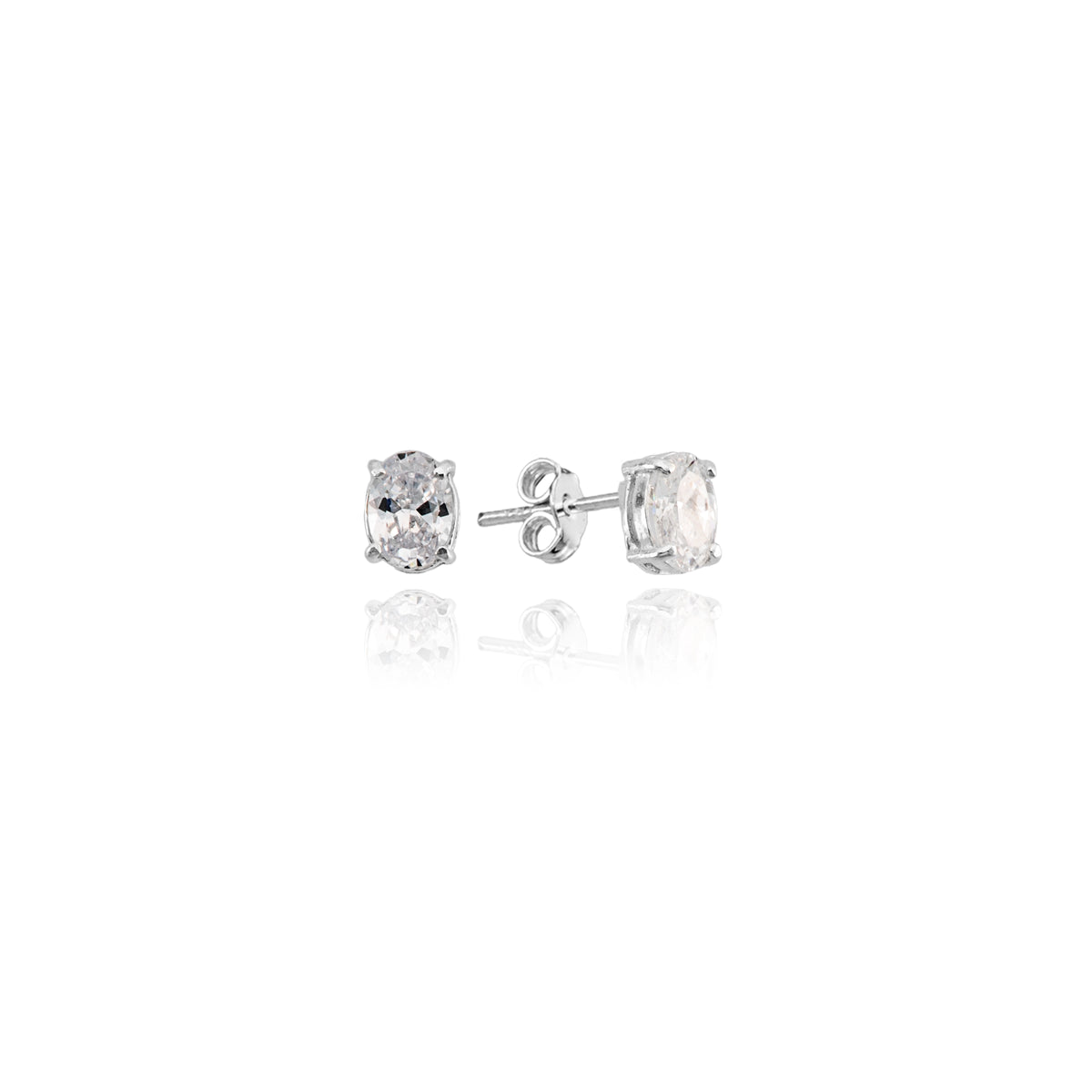 Brinco de Prata Oval Cristal