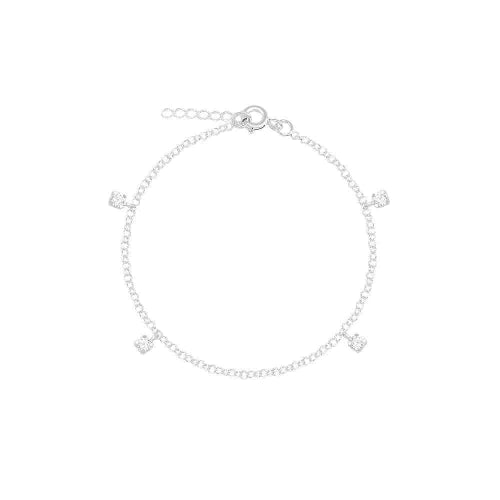 Pulseira Portuguesa com Zircônias Cristal