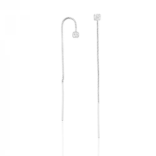 Brinco de Prata Veneziana Zircônia Cristal
