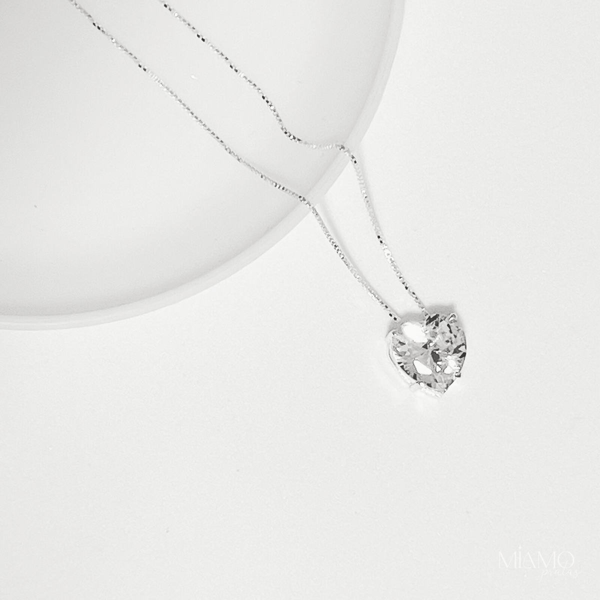 Colar de Prata Coração Cristal
