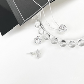 Conjunto de Prata Cristal Zircônia Coração Grande