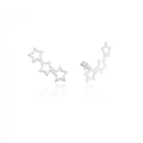Brinco de Prata Ear Cuff Estrelas Vazada