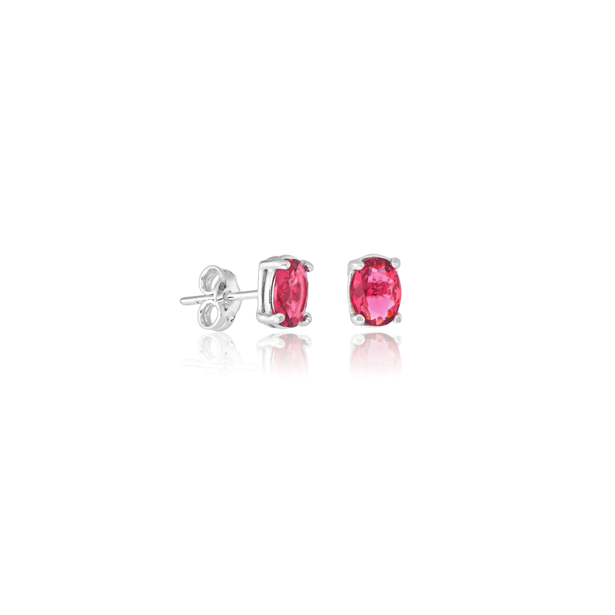 Brinco de Prata Oval Turmalina Rosa